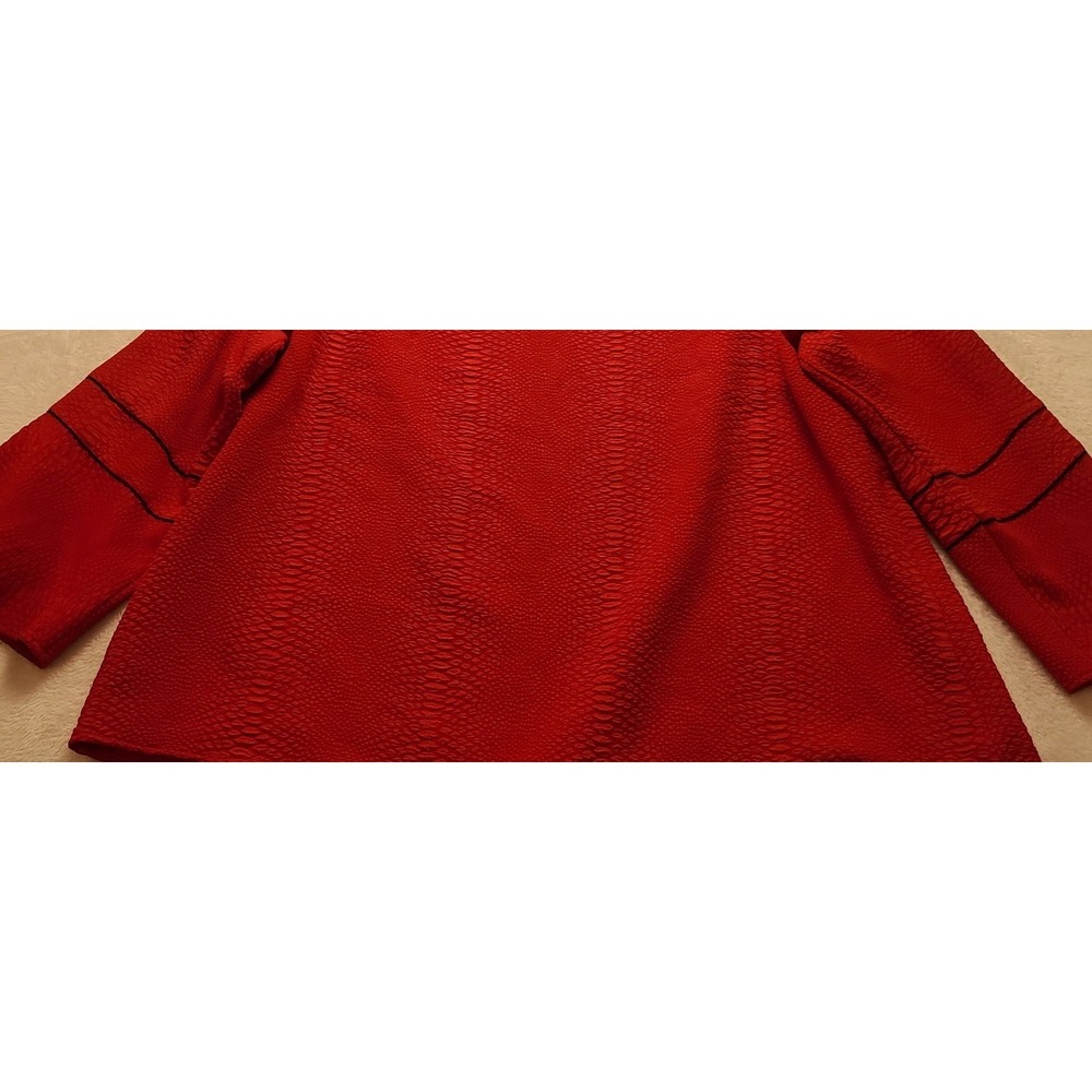 Calvin Klein Red Snakeskin Textured Blouse Scoop Neck 3/4 Sleeve Plus Size 3X - Picture 10 of 12